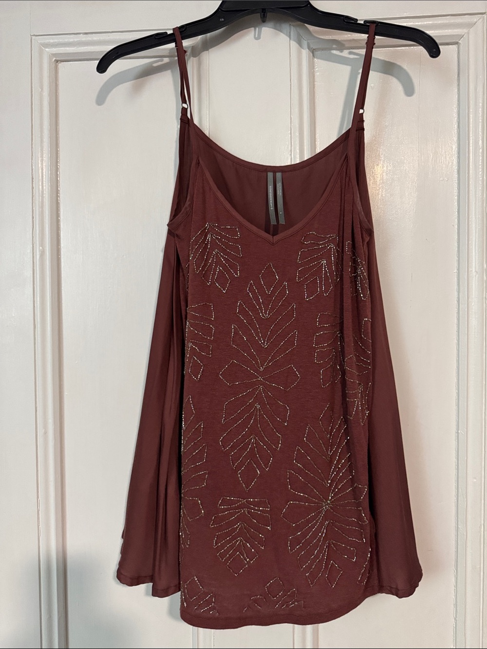 Beaded V-Neck Spaghetti Strap Tank Top